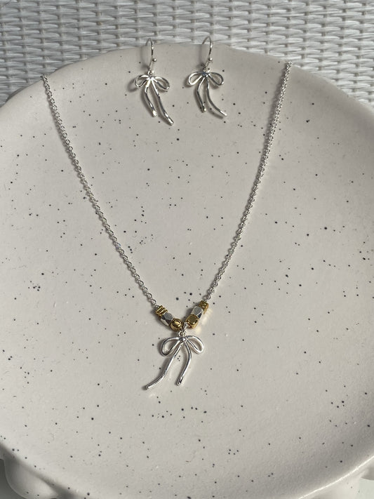 Bow Necklace and Earrings