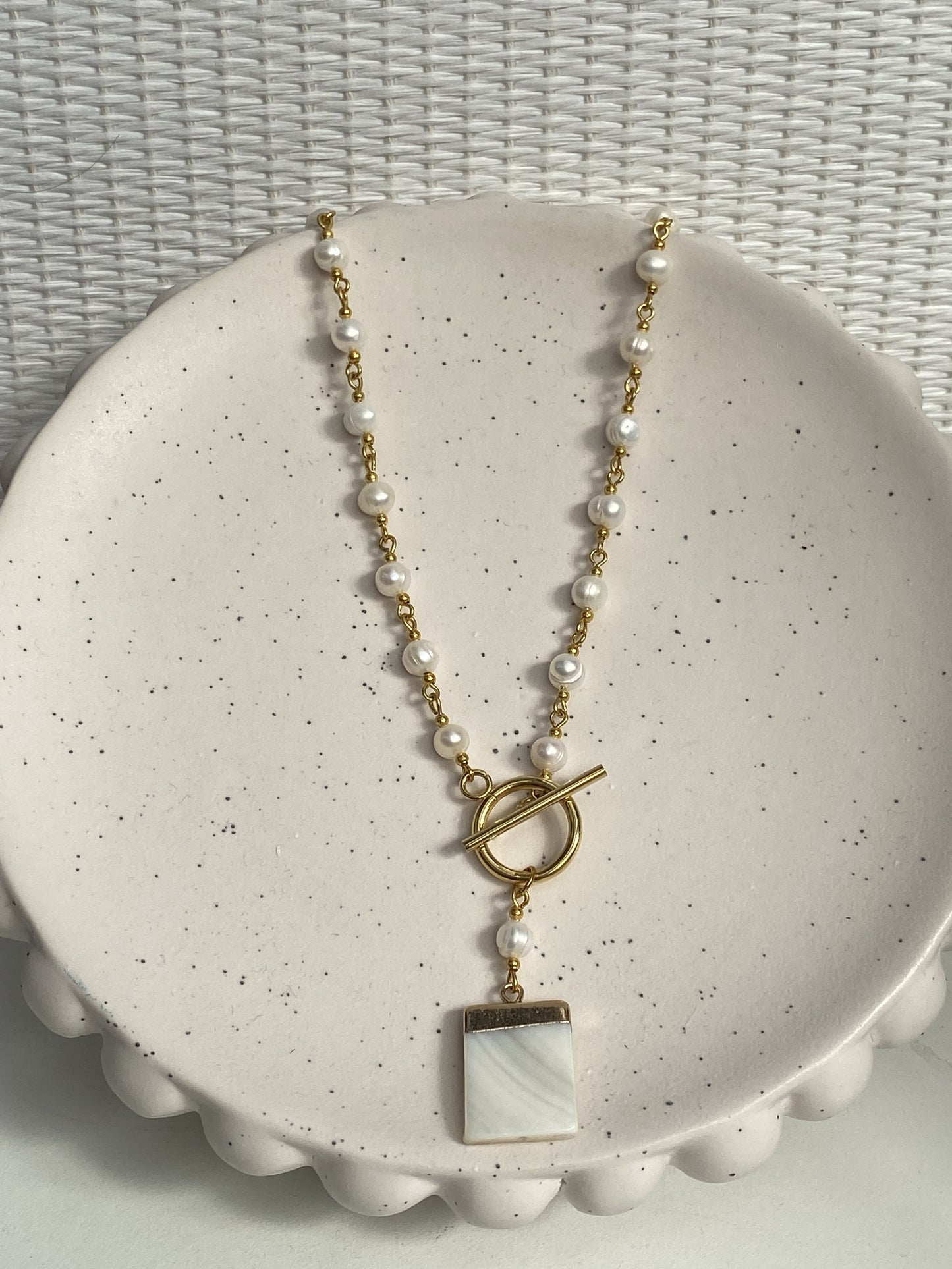 Pearl T bar Necklace