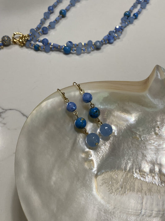 Blue Necklace and Earrings