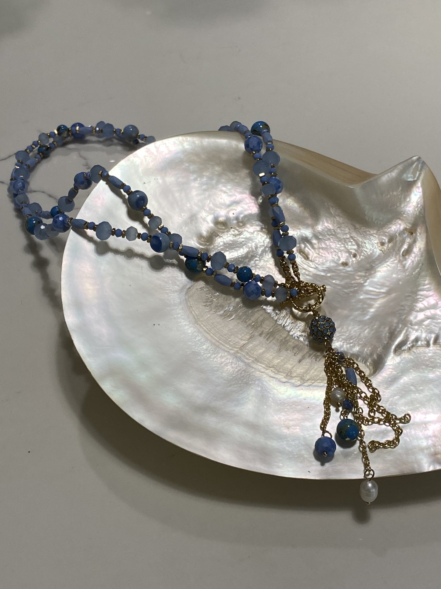 Blue Necklace and Earrings