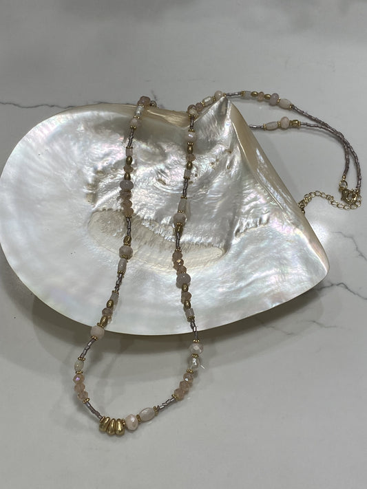 Long Beaded Necklace - 2 Colours