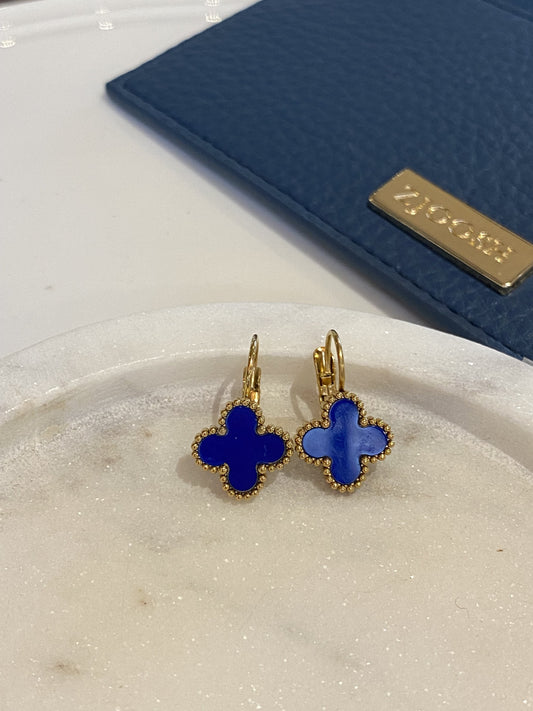 Navy Clover Earrings