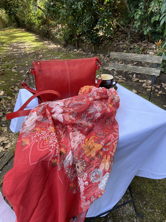 Kristy Red Floral Scarf