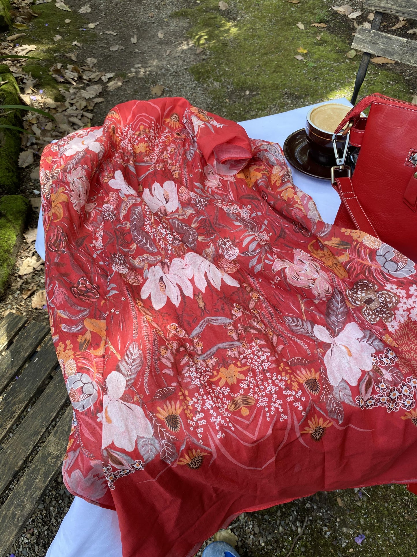 Kristy Red Floral Scarf