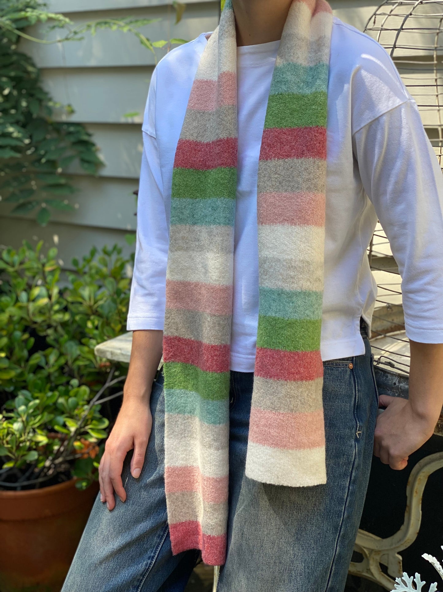 Pink/Green Stripe Scarf