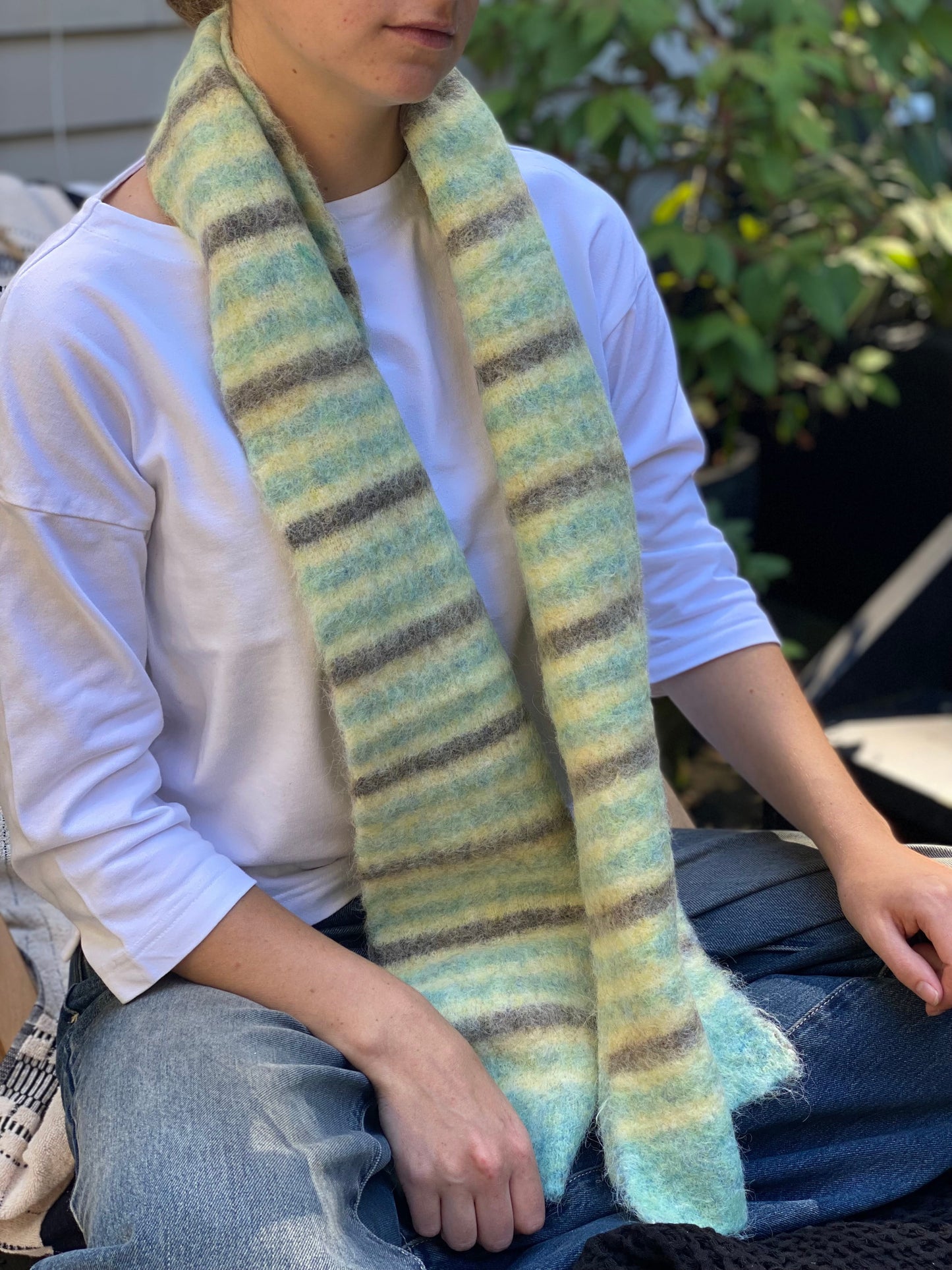 Lime Green Stripe Scarf