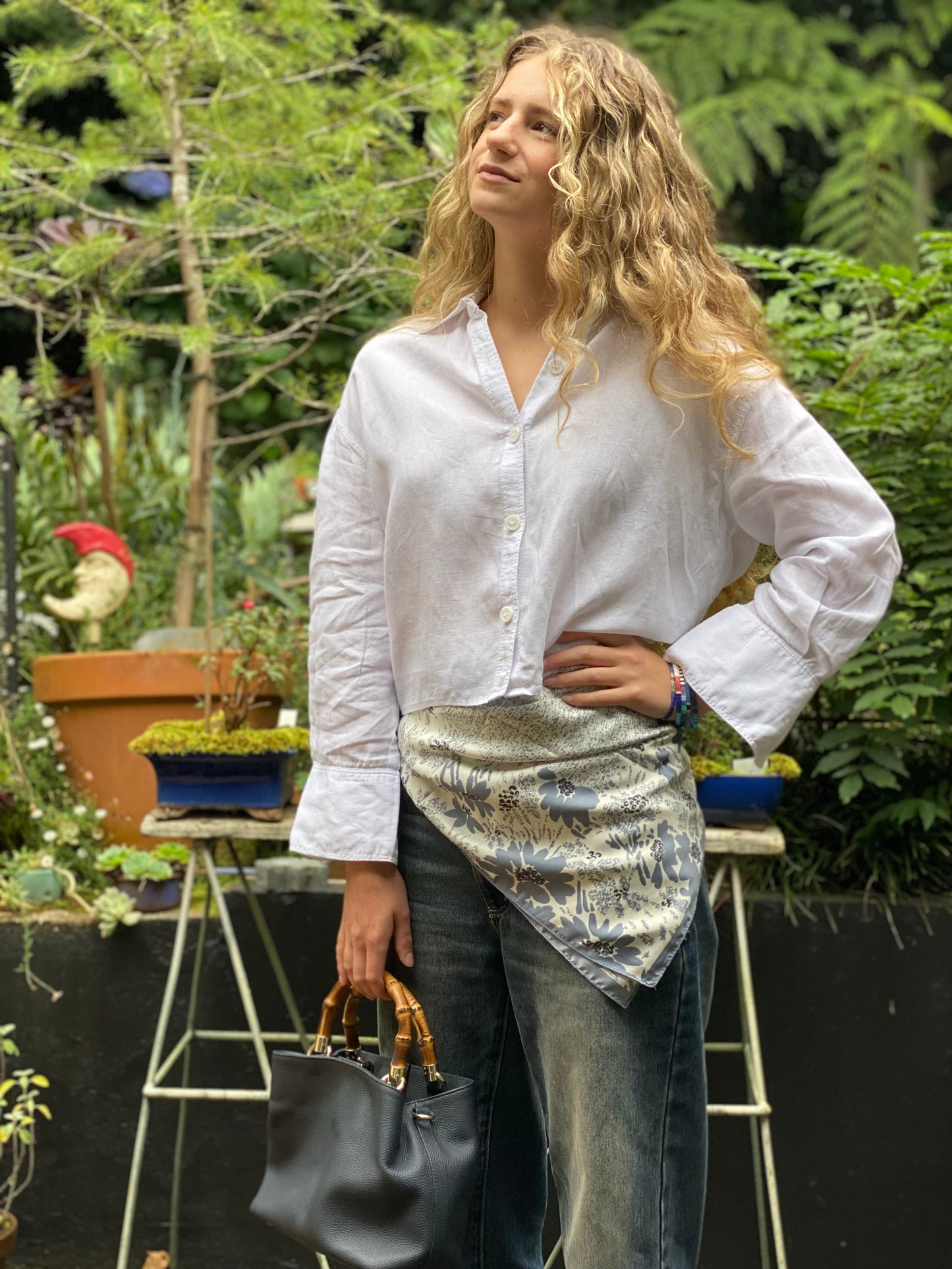 Grey Floral Neckerchief