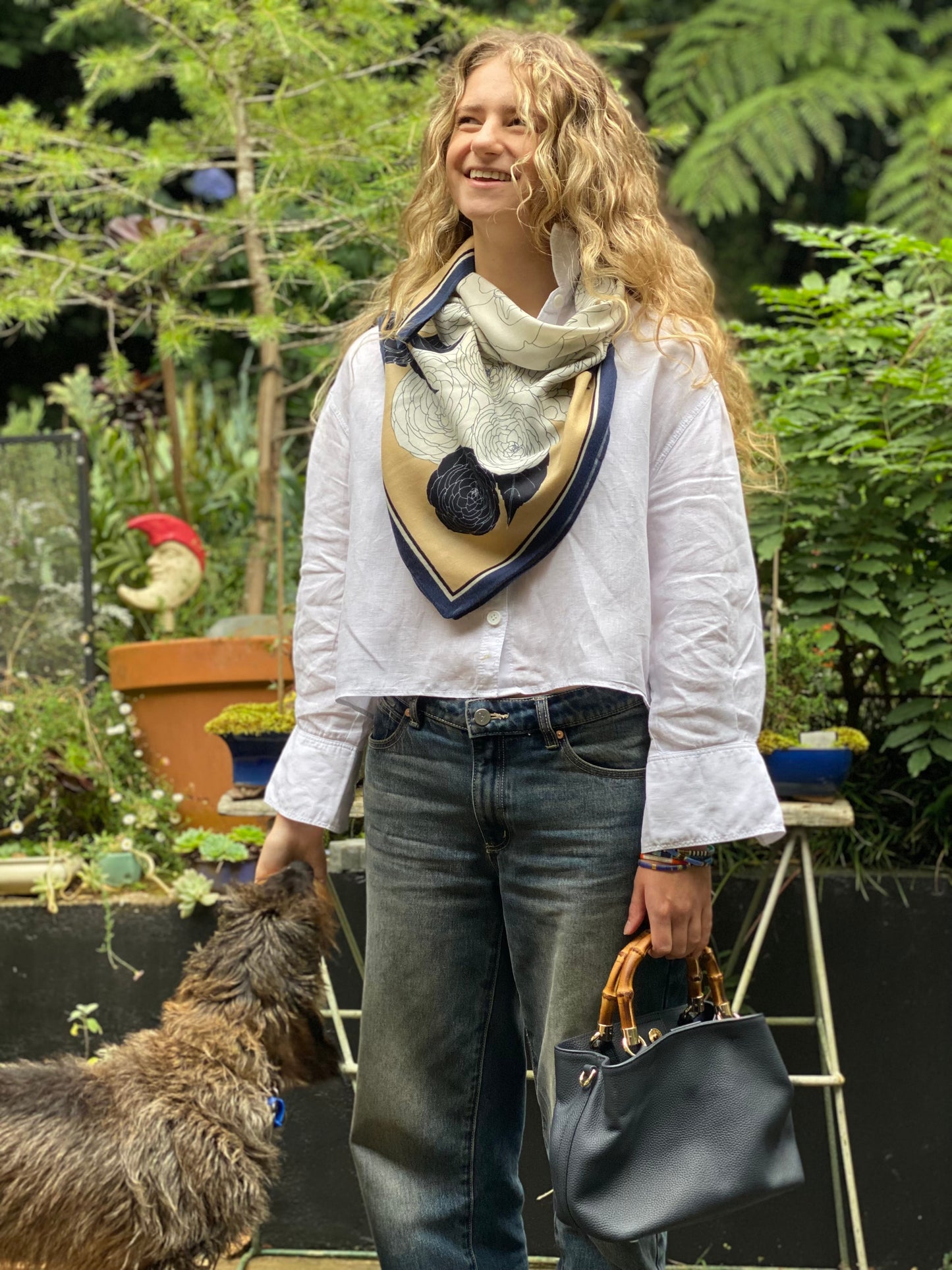 Navy Floral Scarf