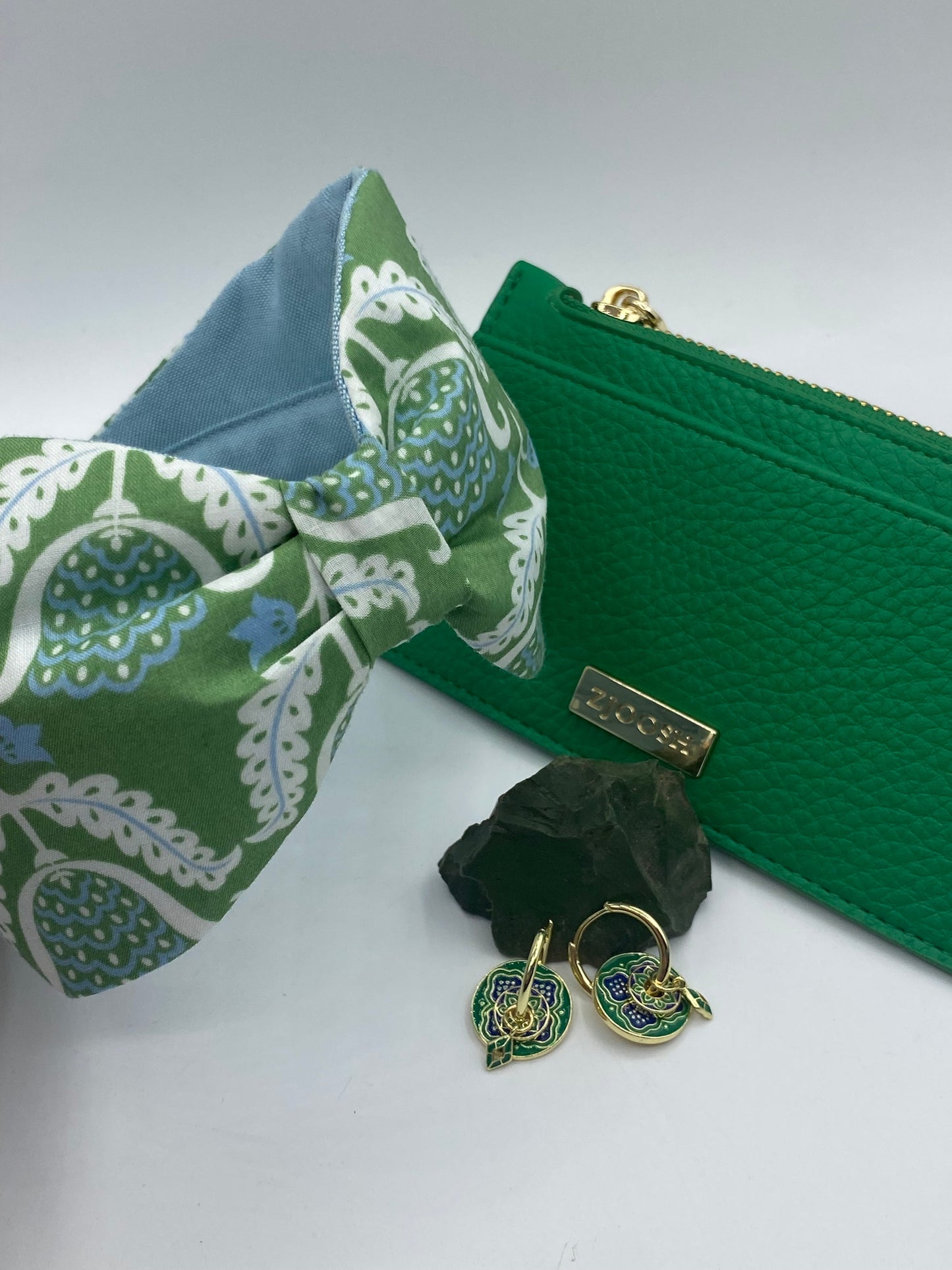 Green/Navy Enamel Earrings