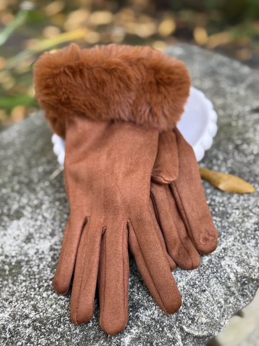 Stacey Fur Trimmed Gloves - 9 colours