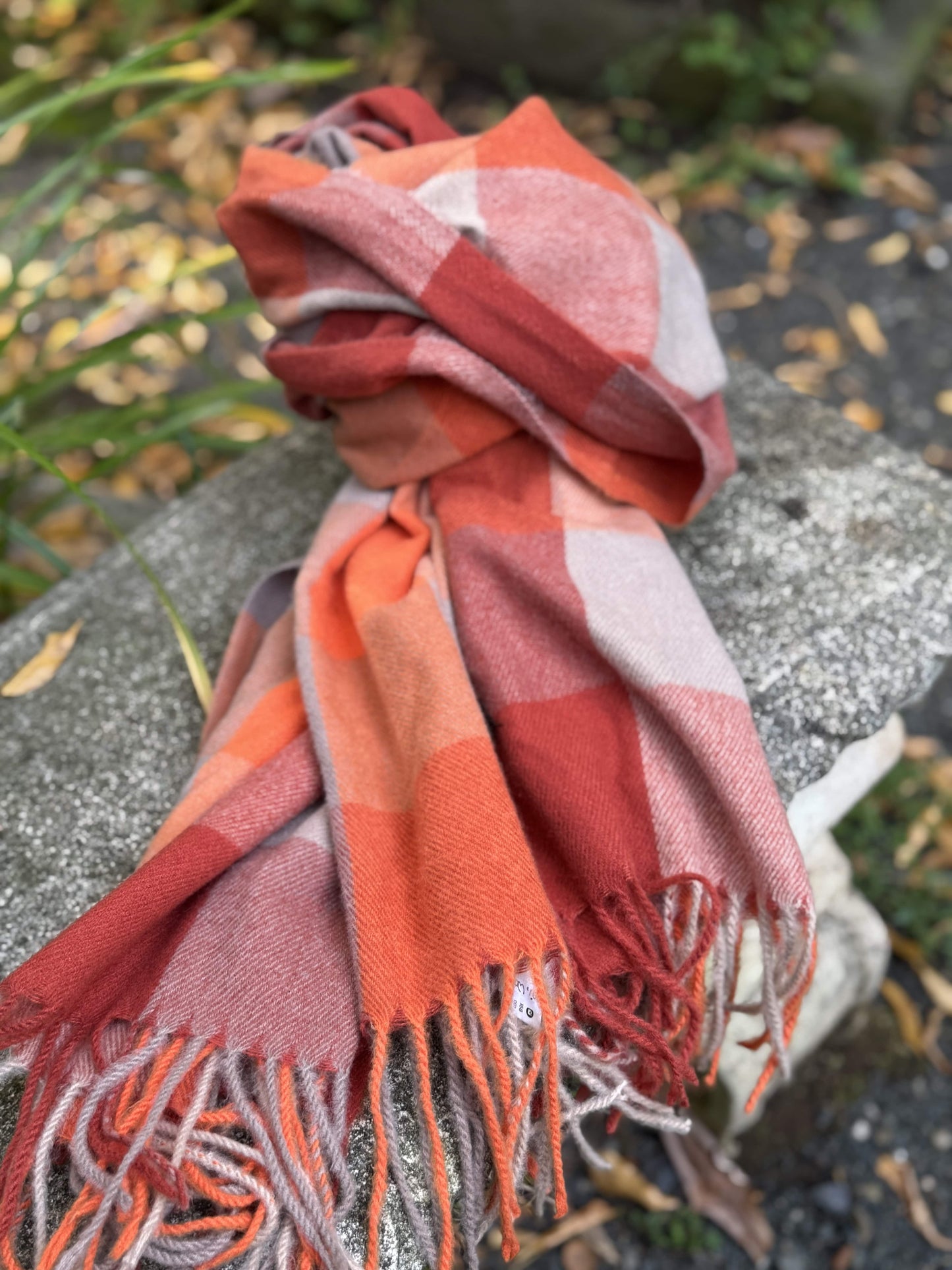 Tracey - Orange Check Scarf