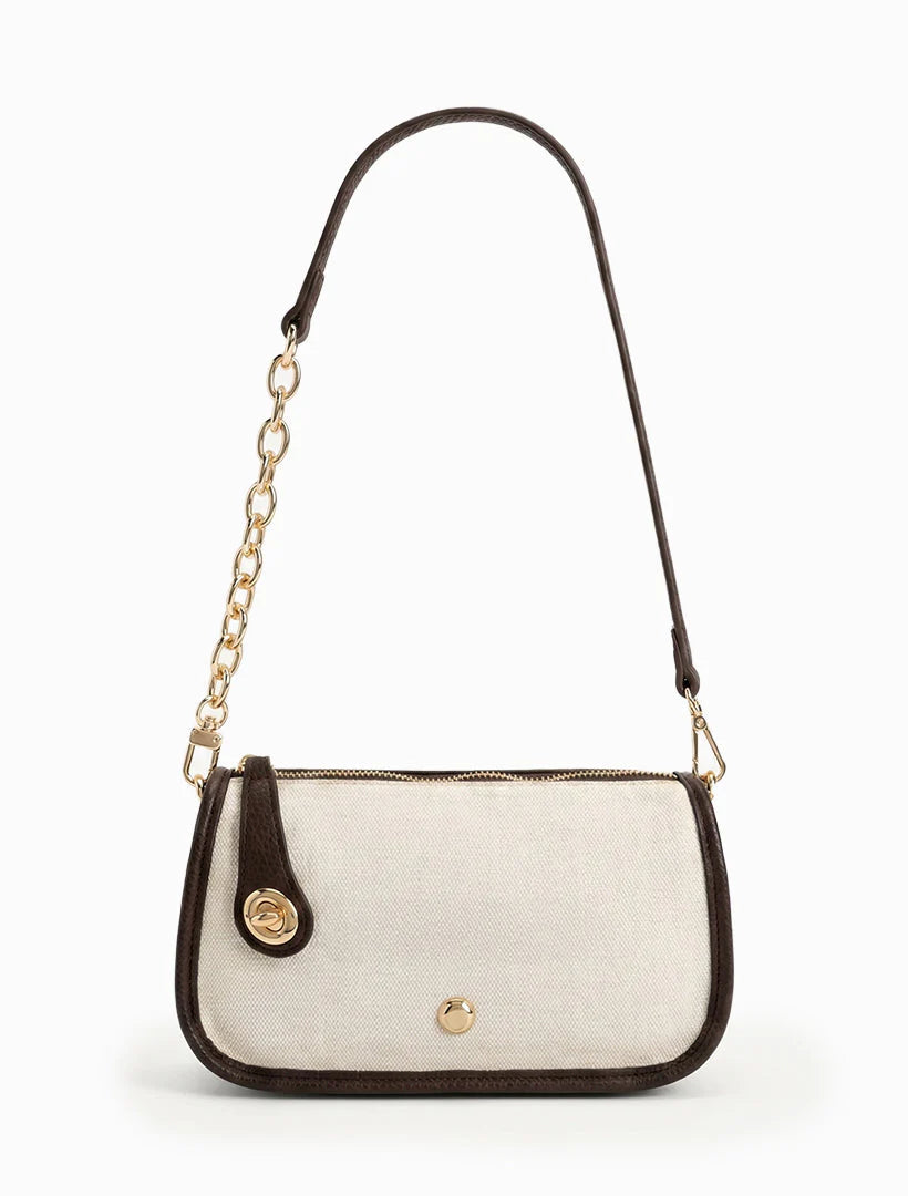 Stacey White/Chocolate Crossbody Bag