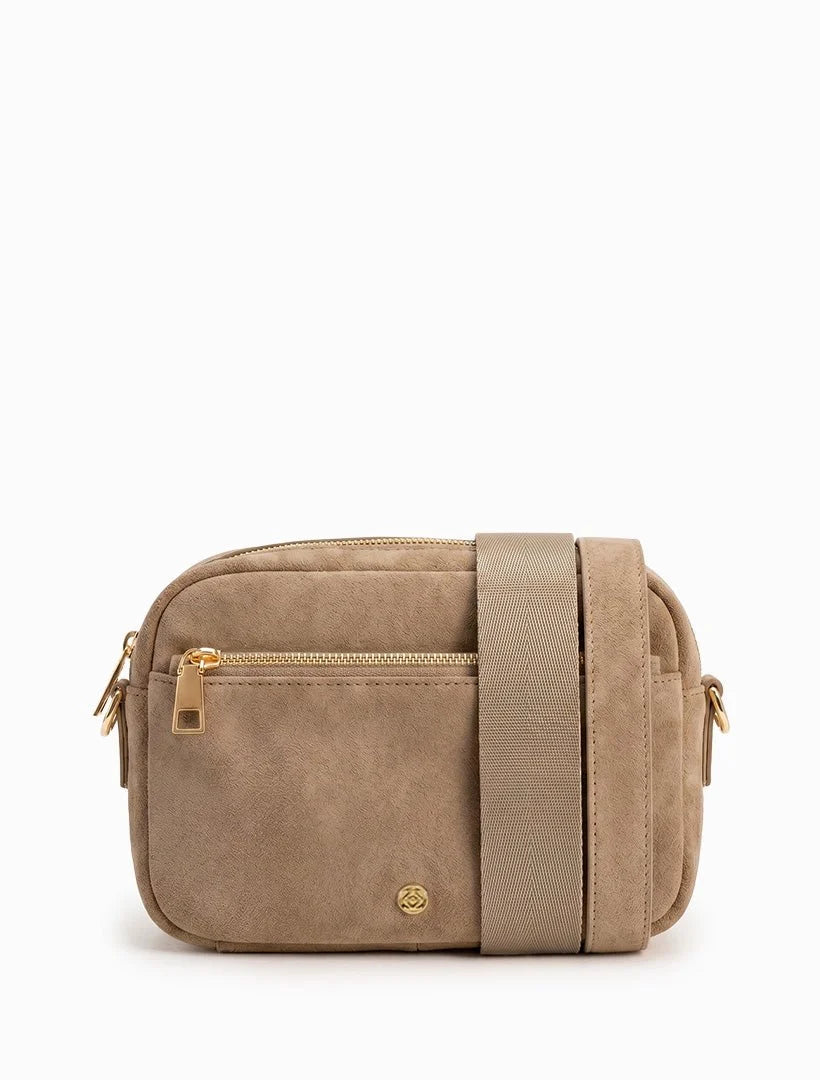 London Tan Suedette Crossbody Bag