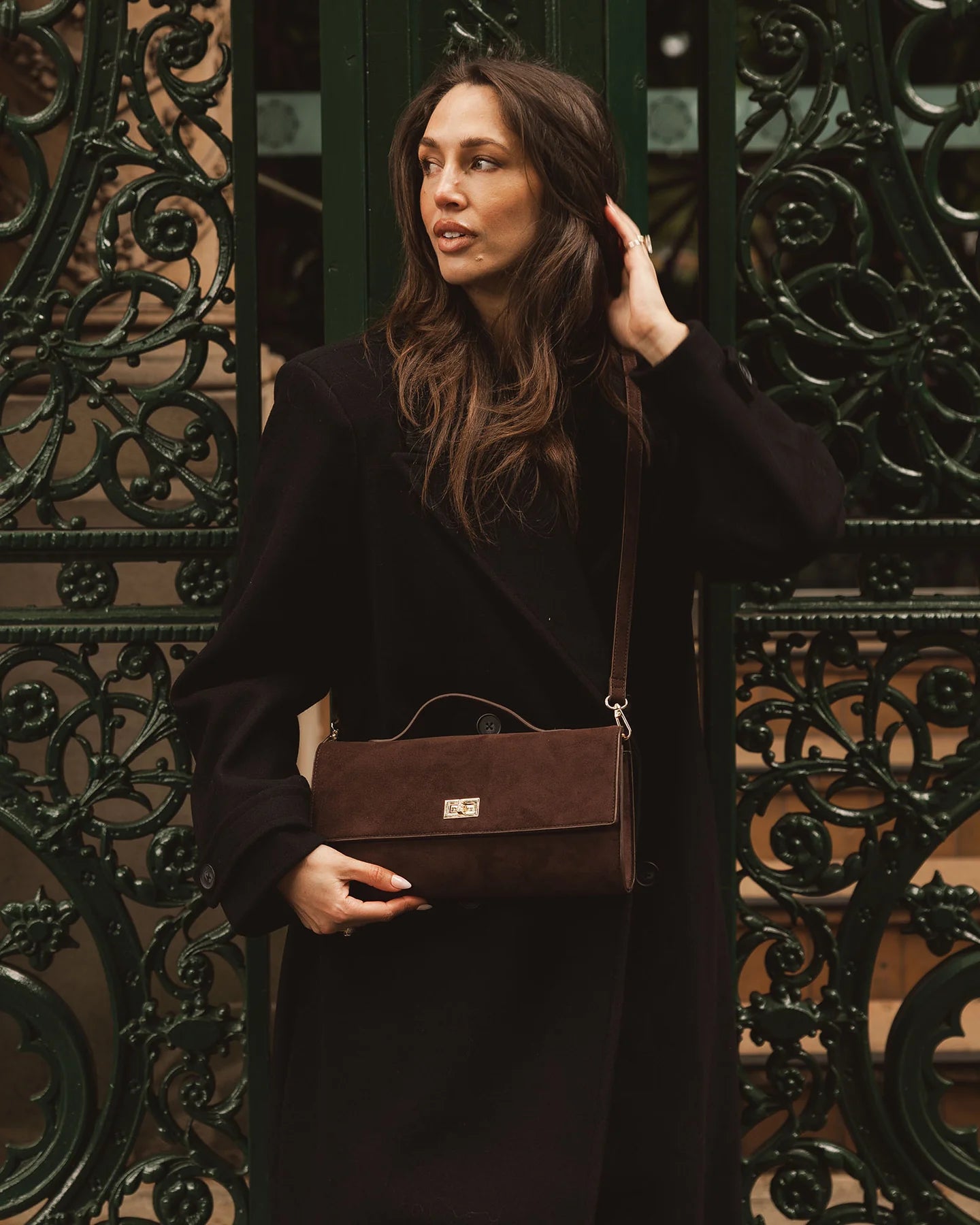 Delaney Suedette Chocolate Clutch