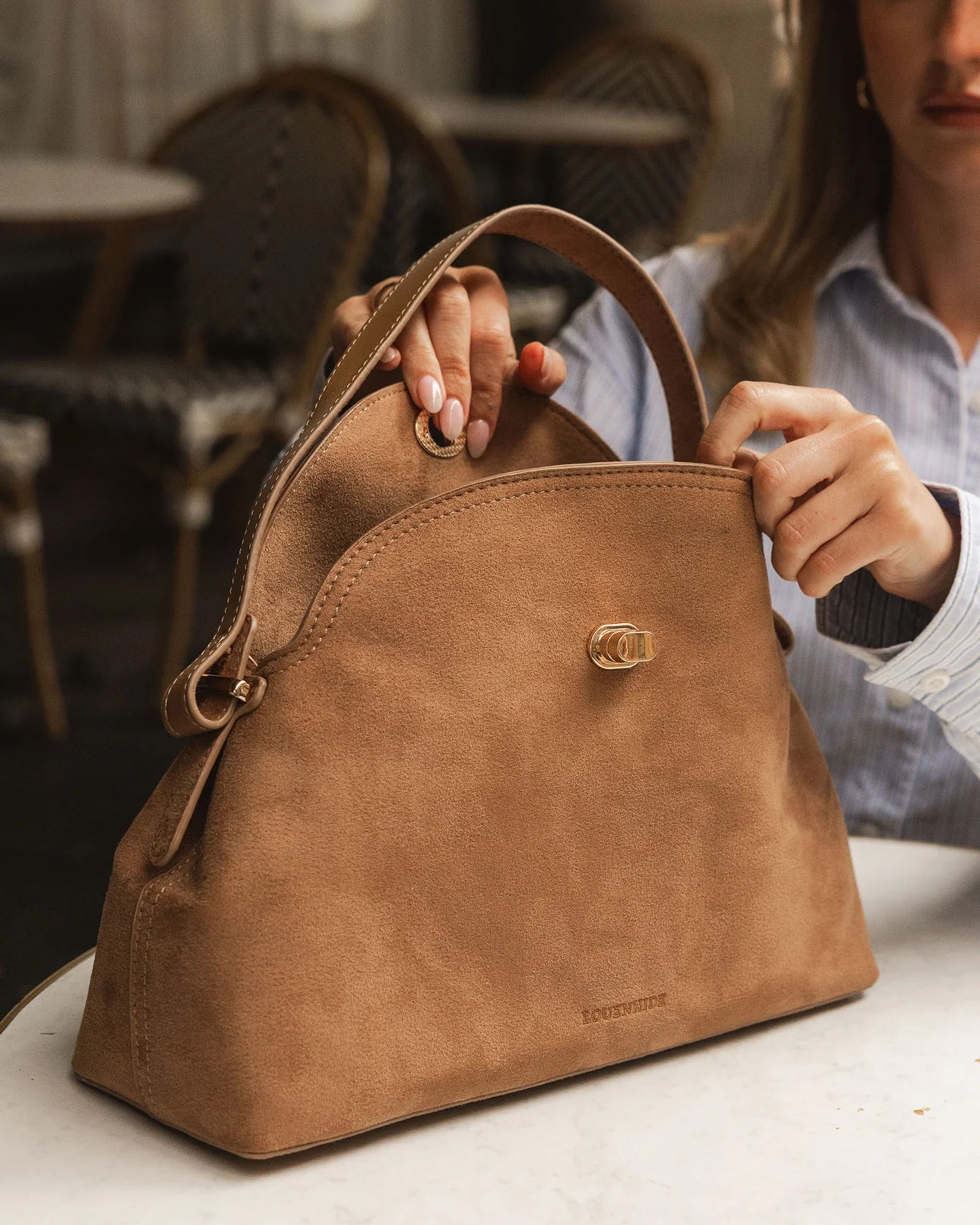 Nicole Honey Suedette Handbag