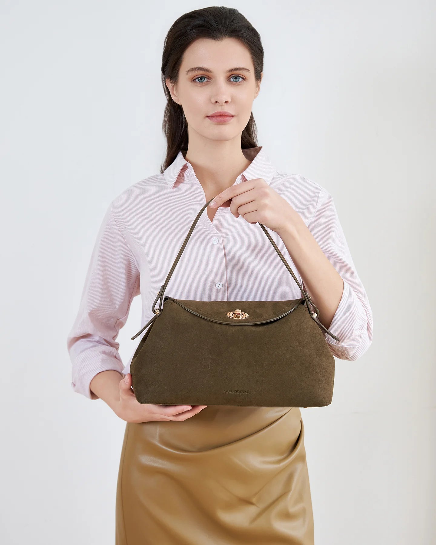 Nicole Olive Suedette Handbag