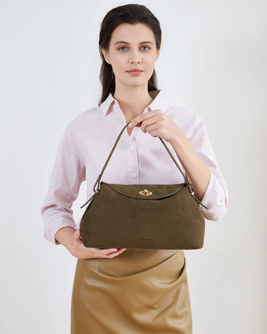 Nicole Olive Suedette Handbag