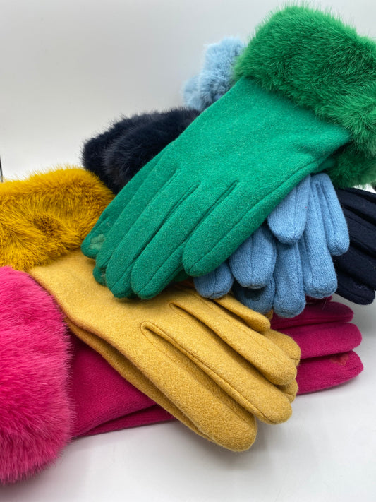 Rebecca Fur Trimmed Gloves - 7 colours