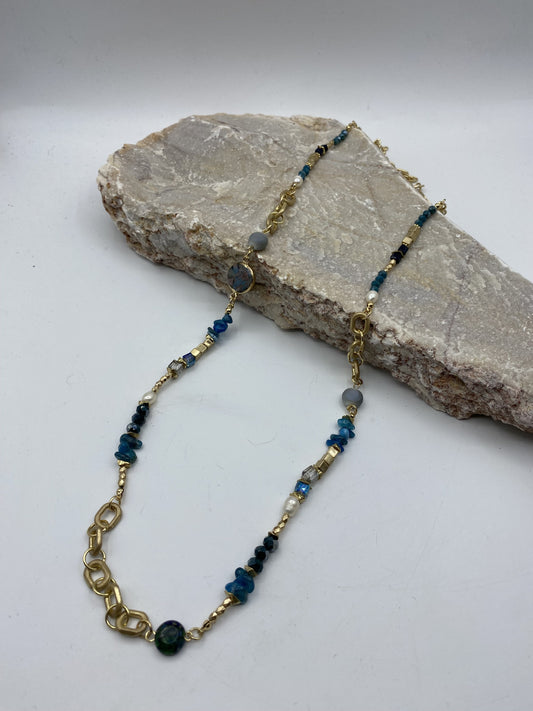 Blue/Gold long Necklace