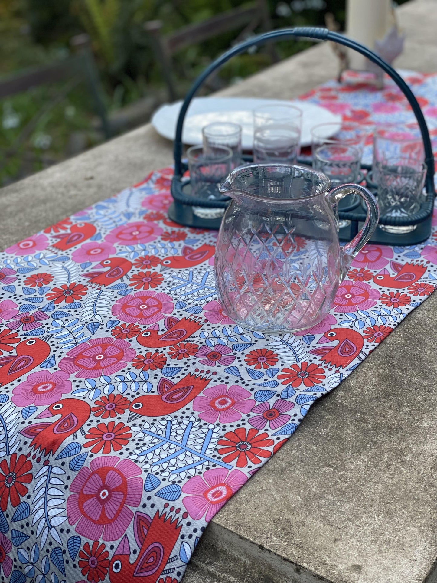 Folk Birds Pink - Table Runner/Napkins