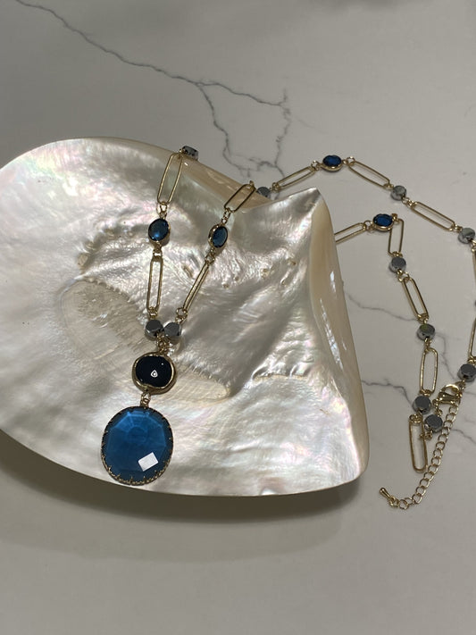 Navy/Gold Long Necklace