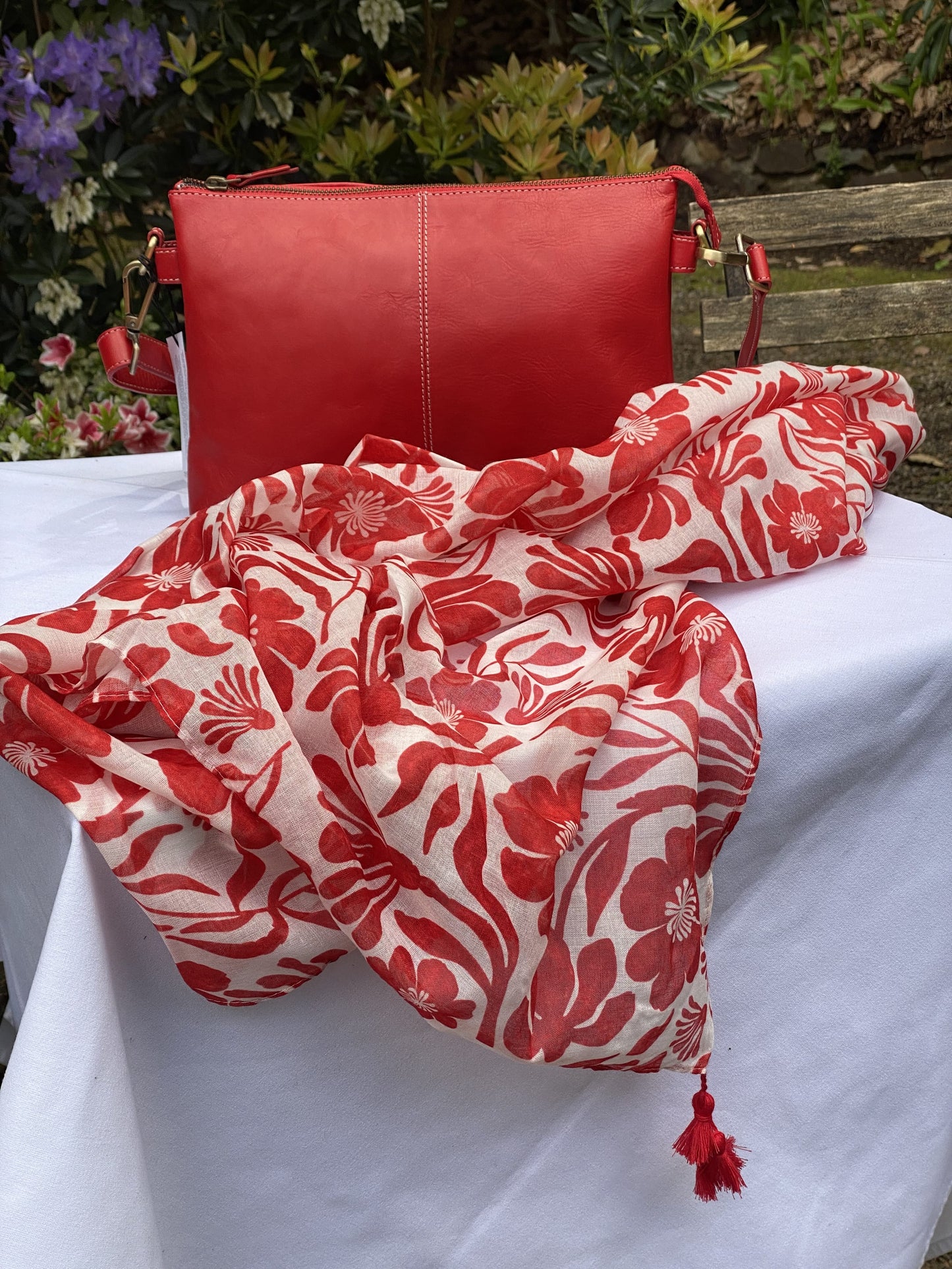 Karen Red Floral Scarf