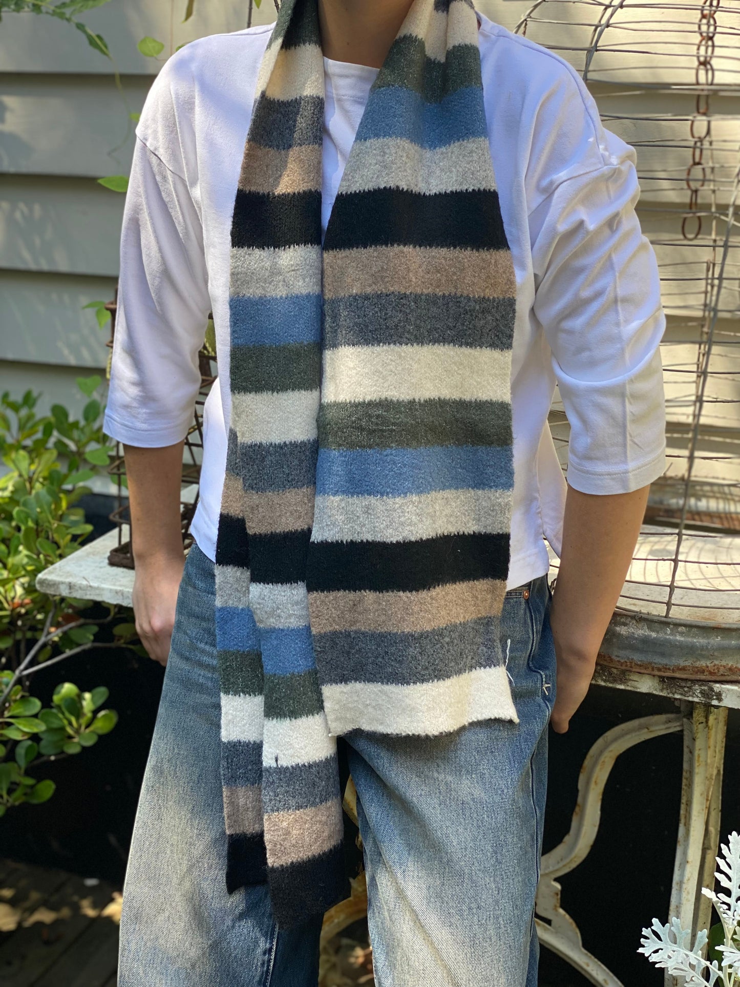 Navy Stripe Scarf