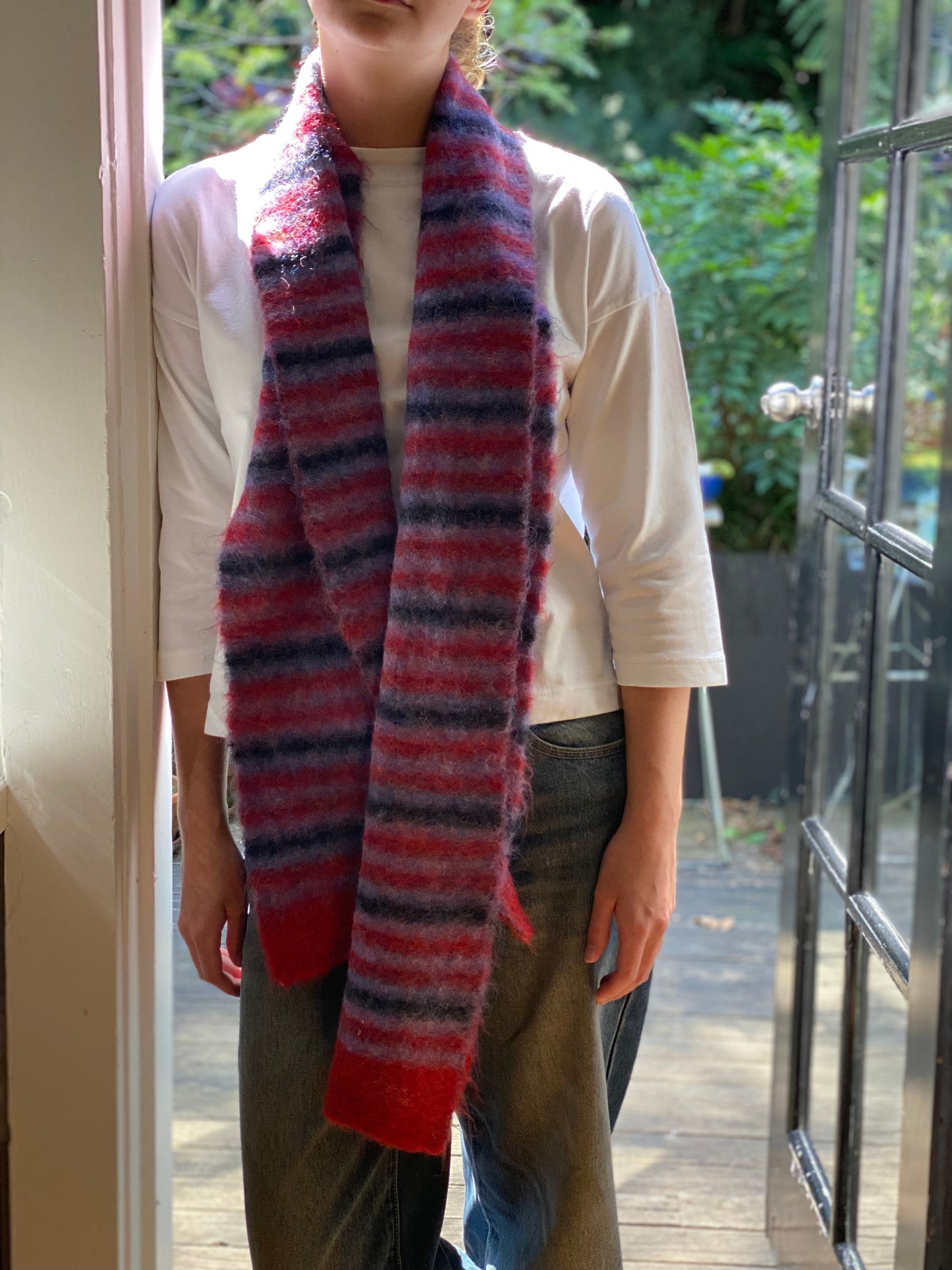 Red/Navy Stripe Scarf