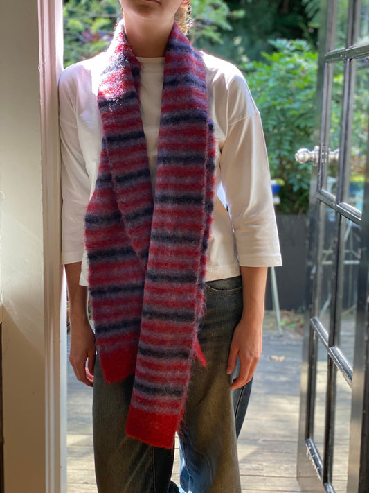 Red/Navy Stripe Scarf
