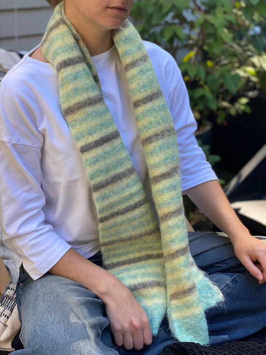 Lime Green Stripe Scarf