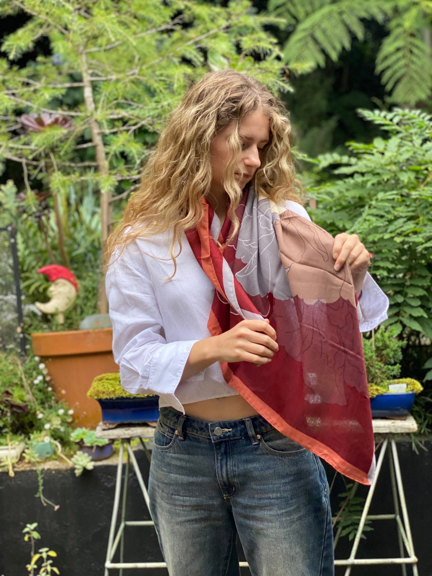 Burgundy Floral Scarf