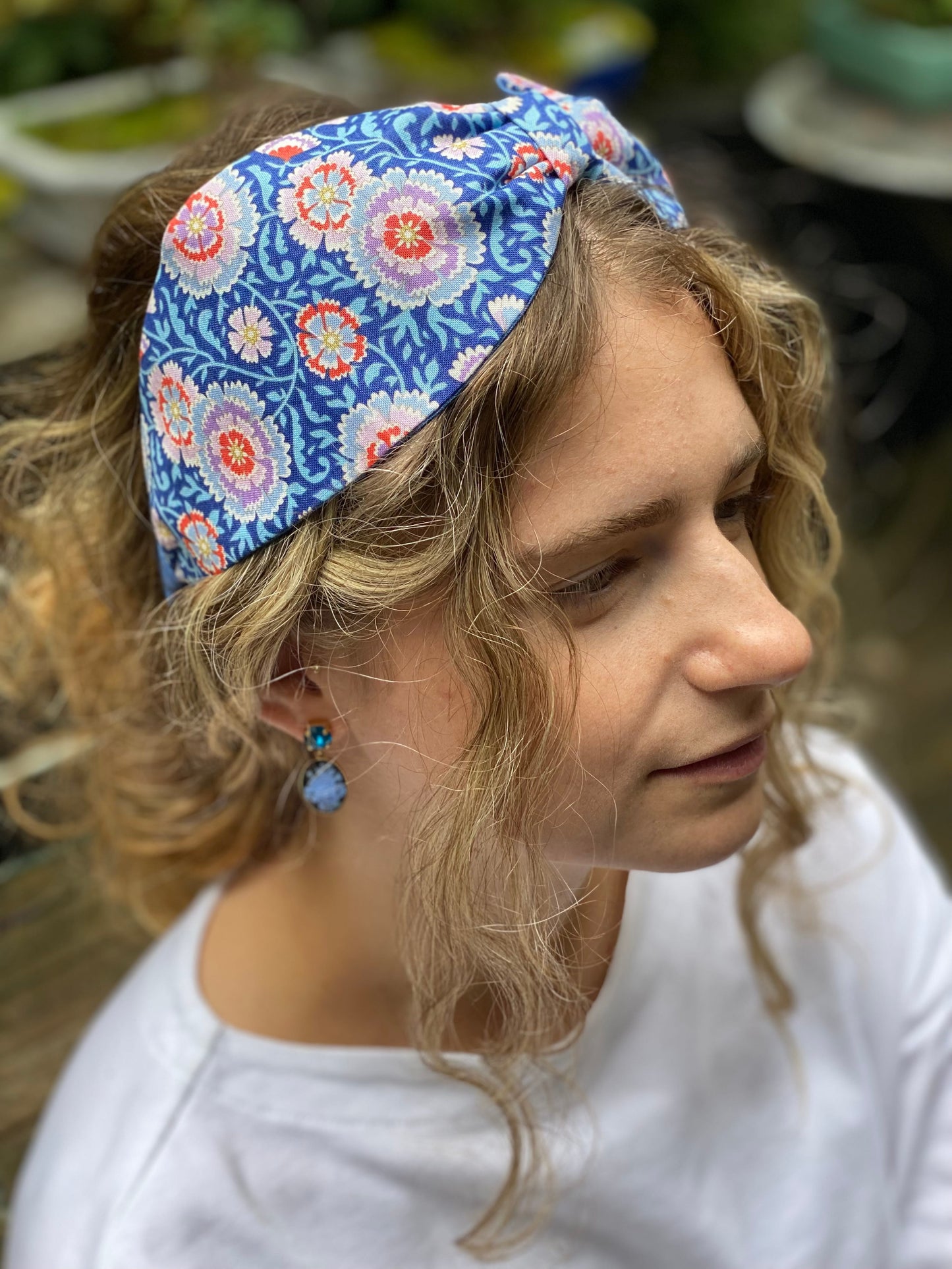 Navy/Red floral headband