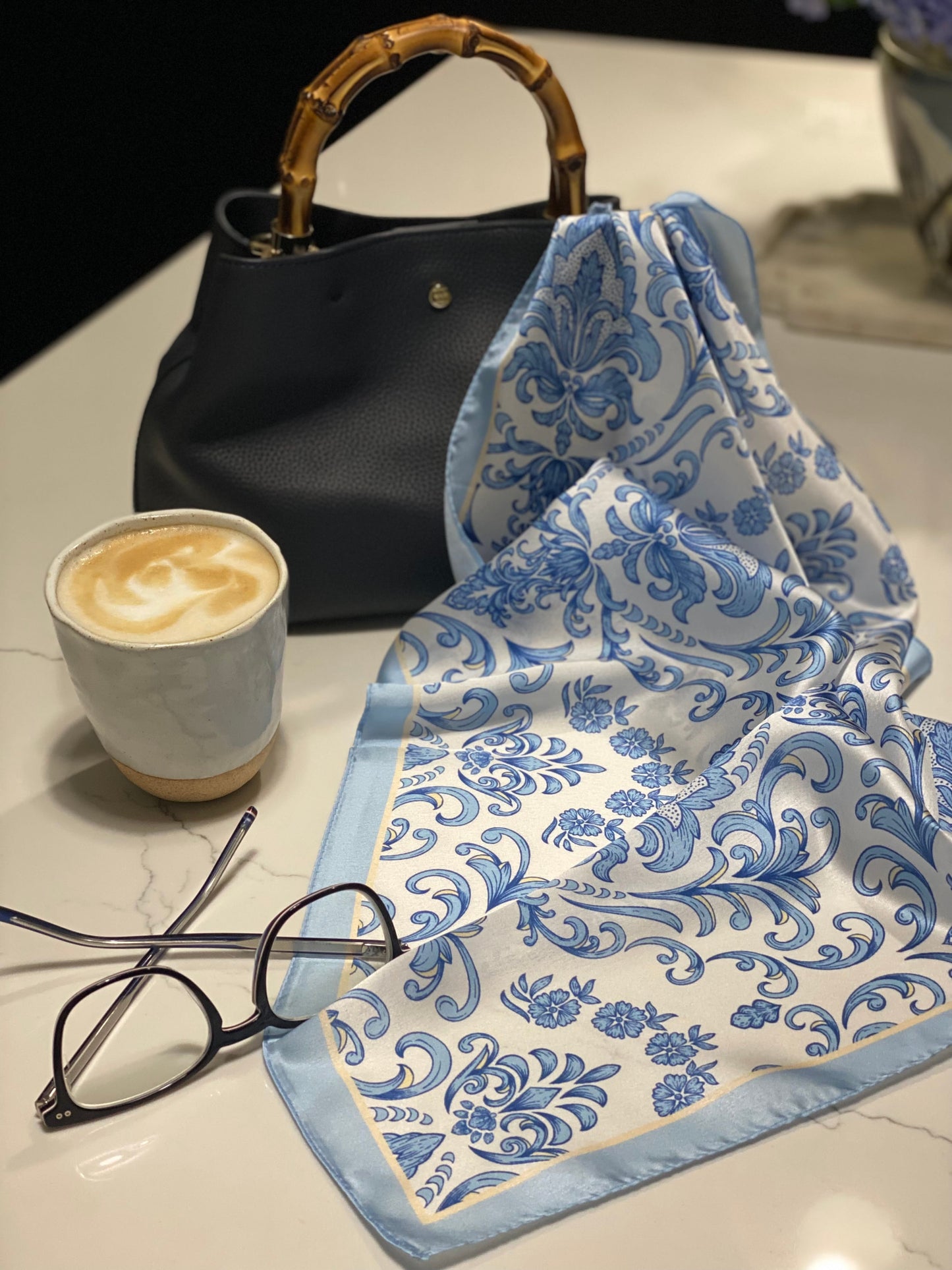 Blue Floral Neckerchief