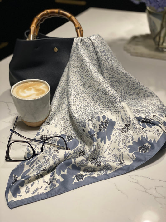 Grey Floral Neckerchief