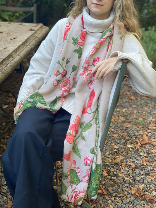 Taupe Floral Scarf