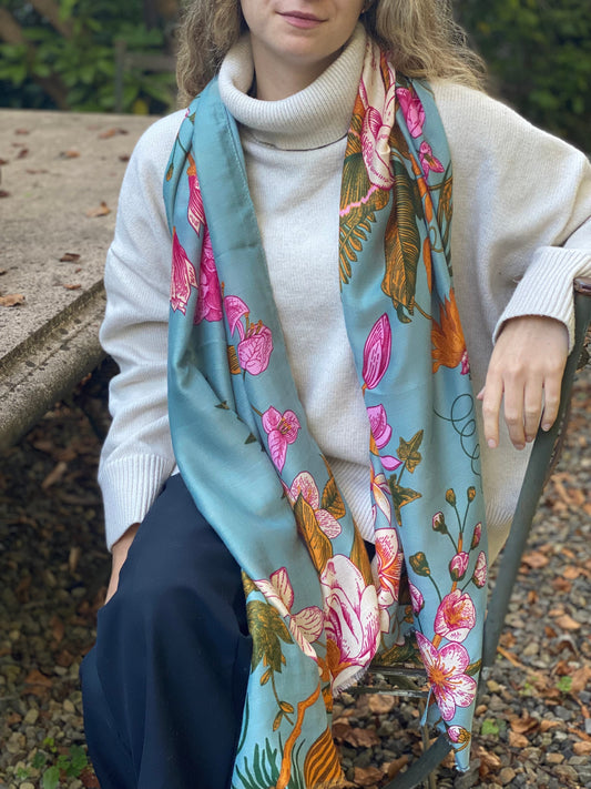 Green Floral Scarf