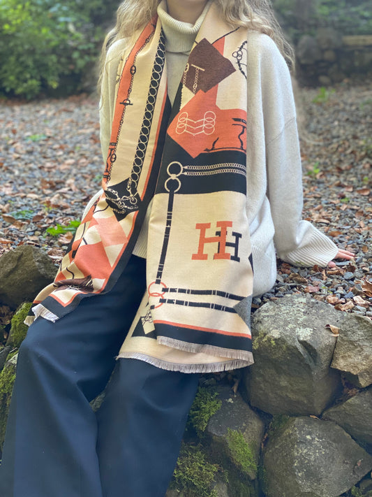 Black/Tan Scarf Wrap
