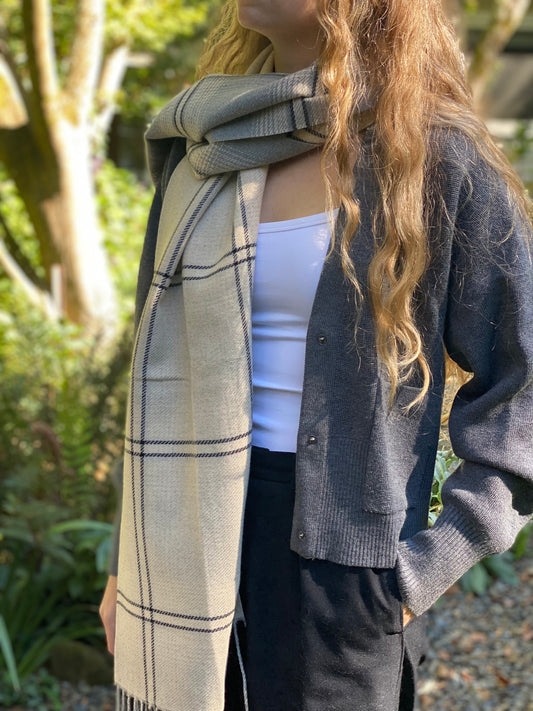 Grey/Black Check Scarf