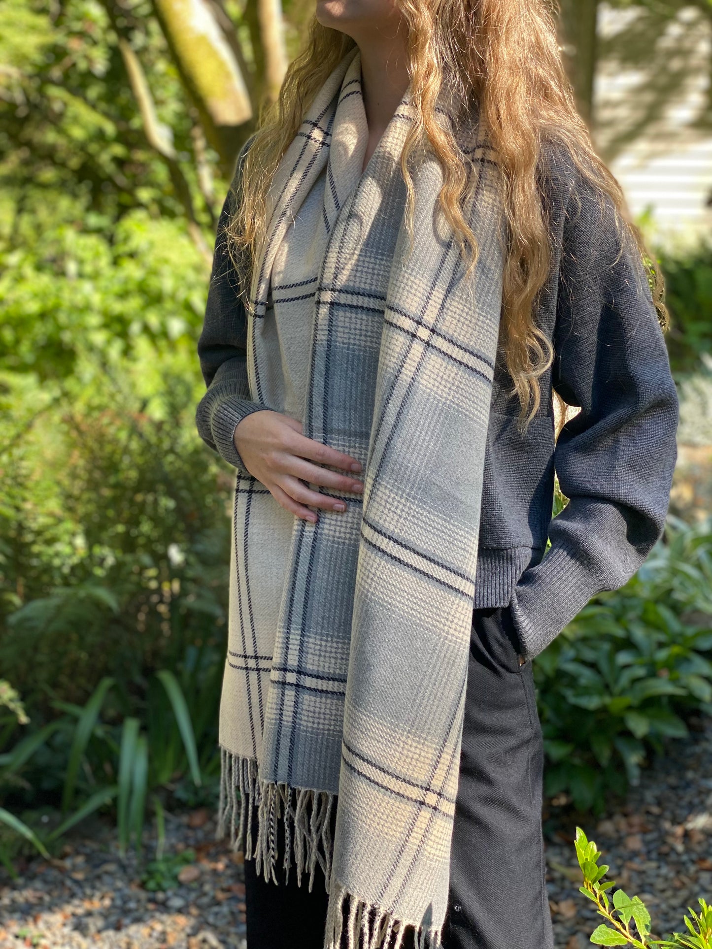 Grey/Black Check Scarf