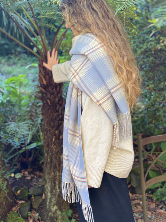 Blue Check Scarf