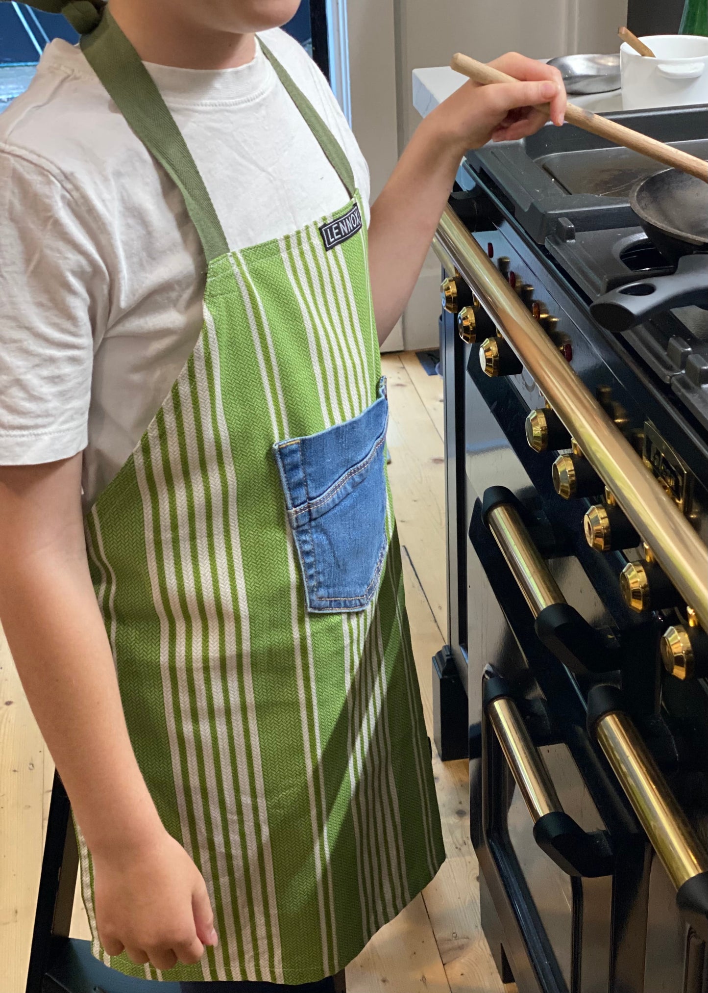 Green Stripe Apron