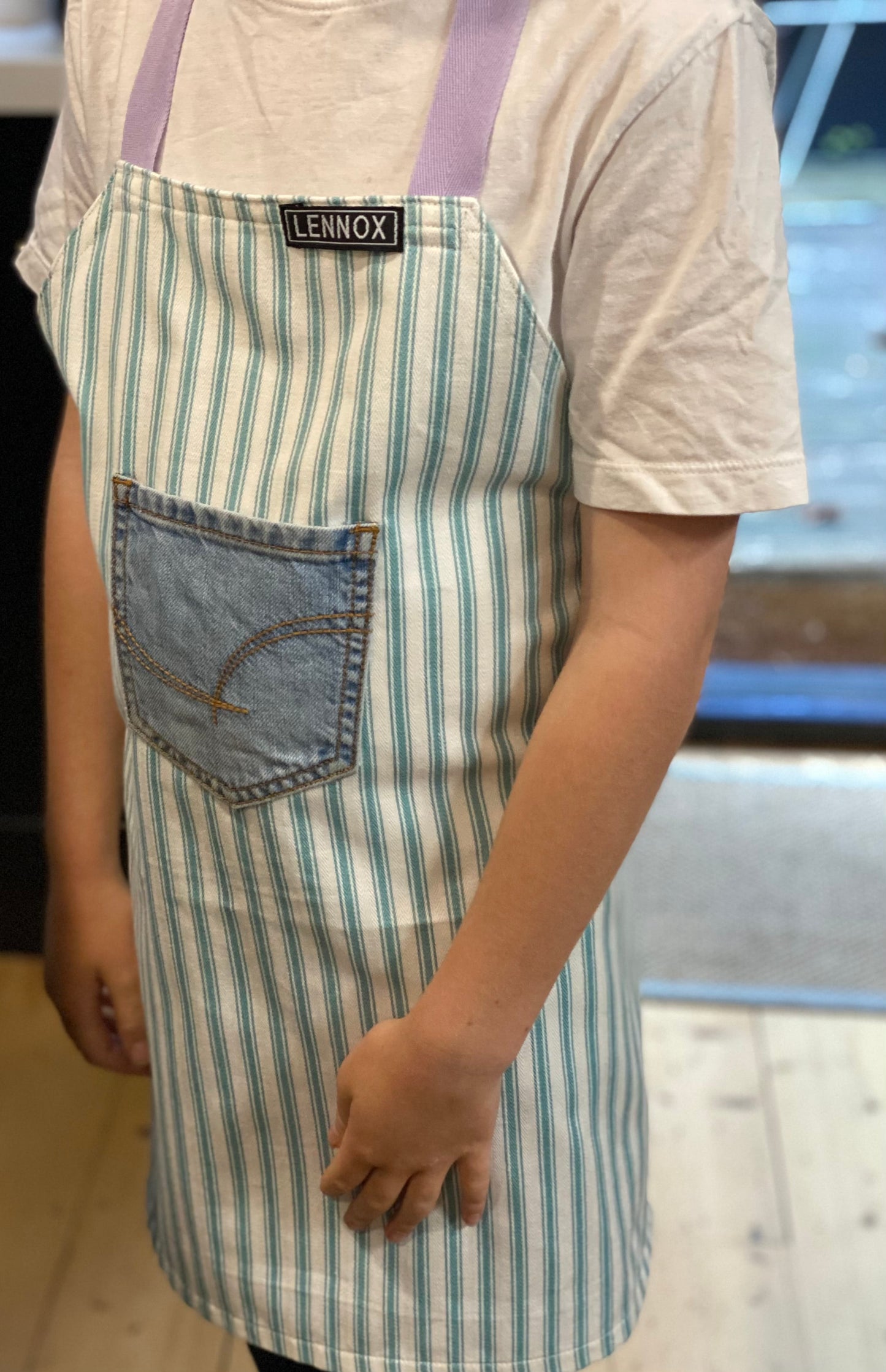 Aqua Stripe Apron
