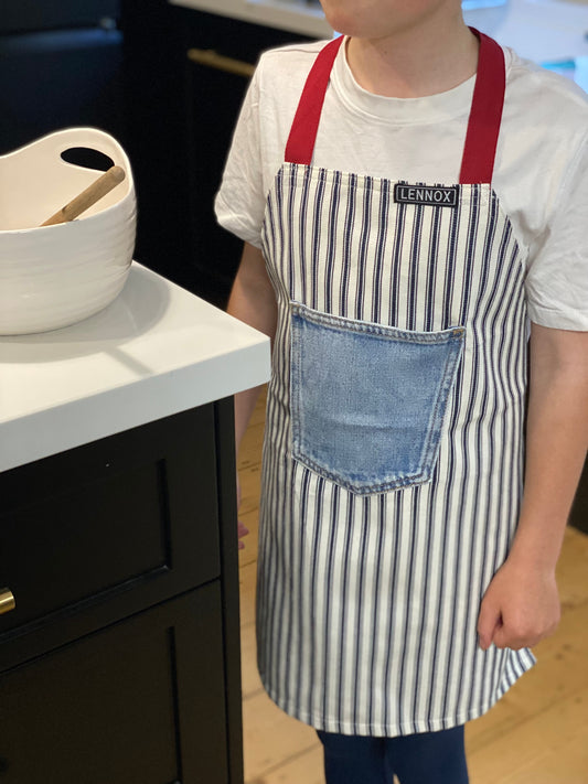 Navy/Red Stripe Apron