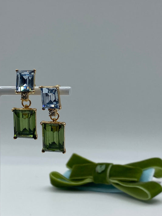 Blue/Green Square Earrings