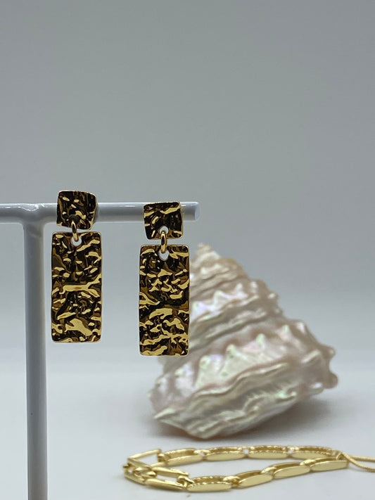 Gold Textured Earrings