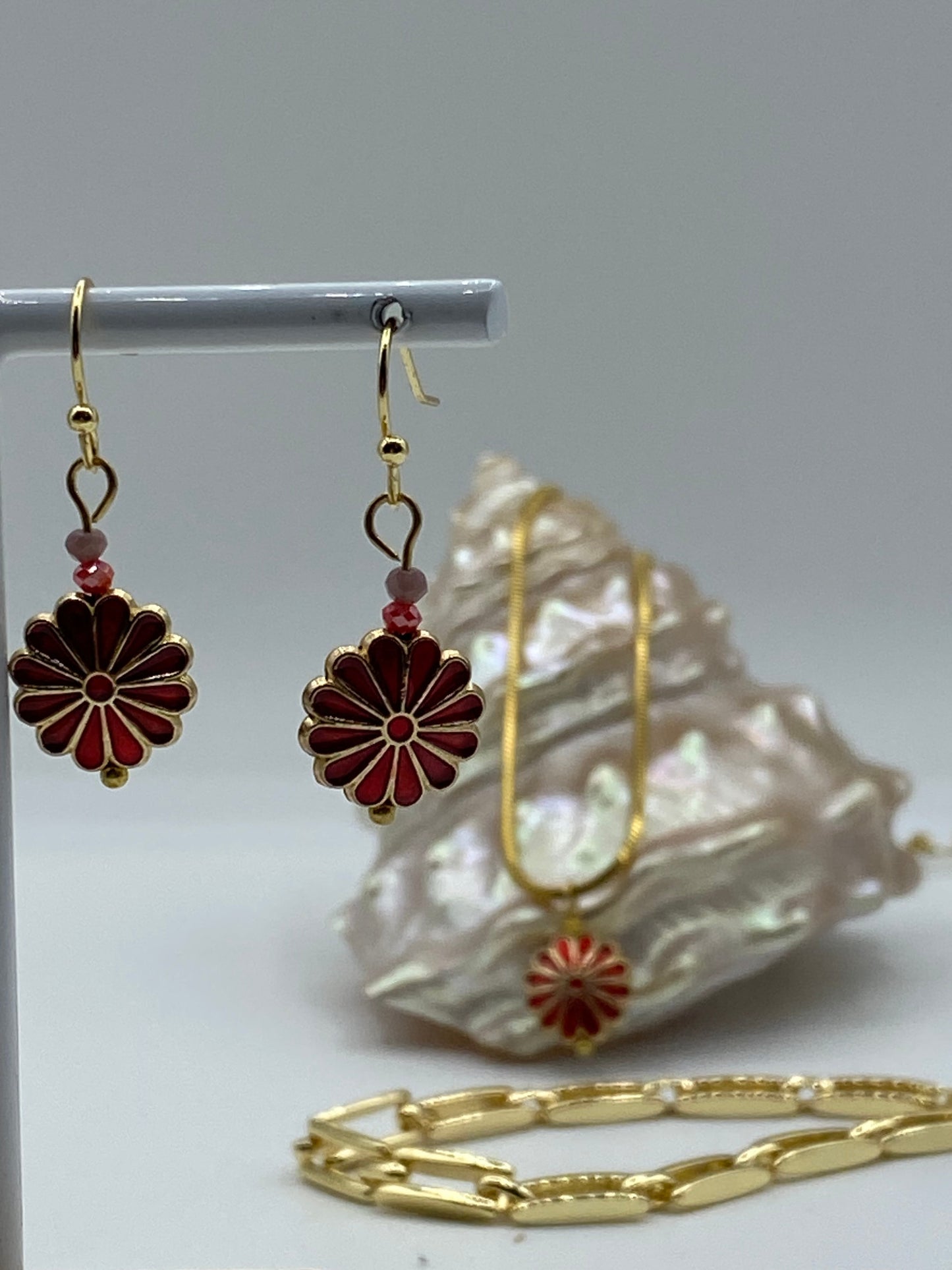 Red Enamel Flower