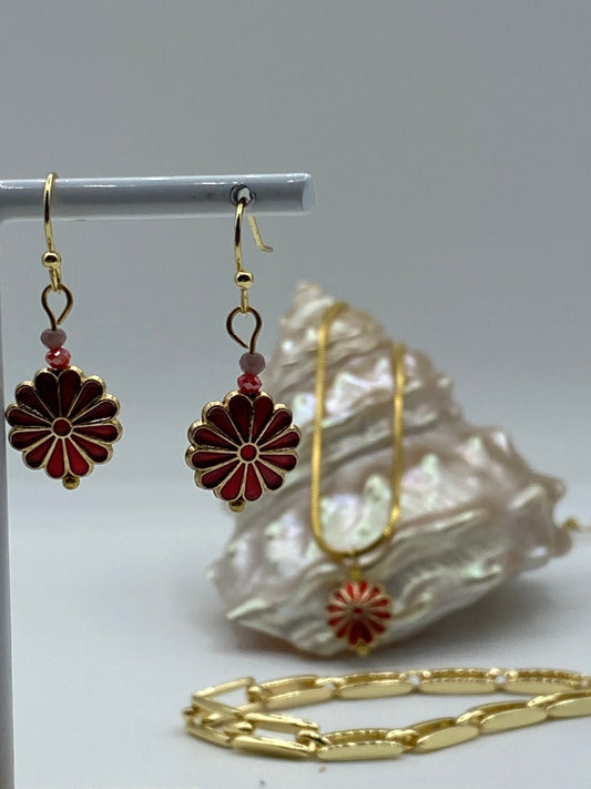 Red Enamel Flower