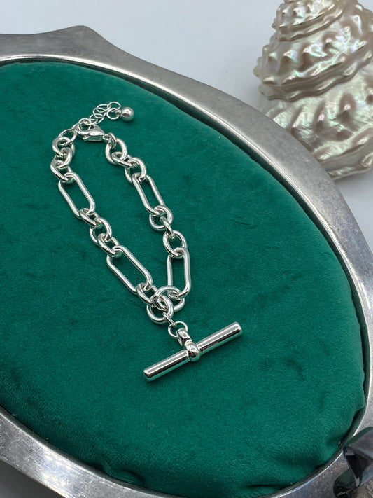 Silver T Bar Bracelet