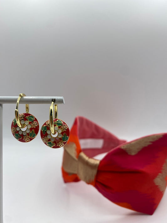 Red Enamel Earrings