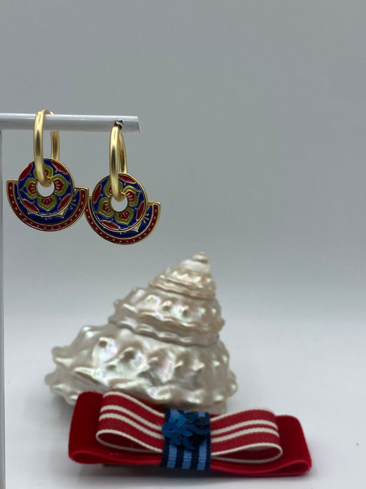 Red double Enamel Earring